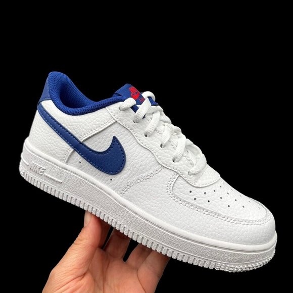 Nike Force 1(PS) Youth Boys Classic Sneakers Size 3Y White Royal Blue Lace up